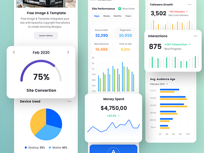 Mobile Dashboard Exploration analytics card design chart and data dashboard template data driven data management mobile app platform square ui kit web design wordpress design