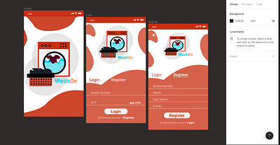 WashOn app app design branding design design figma illustration images laundry login register signin splash splashscreen ui design uidesign uiux vector washon