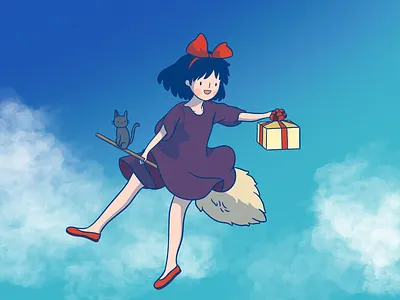 Kiki's Delivery Service anime cloud hand drawn illustration kiki studio ghibli studioghibli texture