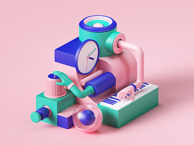 Lumi by Roli 3d 3d art abstract app c4d cinema4d colors design geometric illustration isometric music octane render roli set ui uiux web webdesign