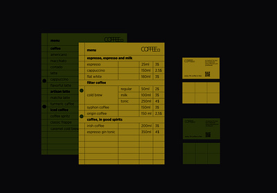 Menu for COFFEE. brandidentity brandidentitydesign branding coffeeroastery design graphicdesign logo visualidentity