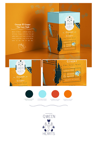 Qween of Hearts | Orange & Ginger box branding branding design casestudy design logo package design packaging vector