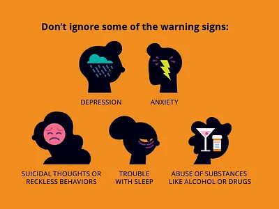 Warning Signs abuse alcohol anxiety depression emotions icon icons illustration infographic people person sadness silhouette trouble vector