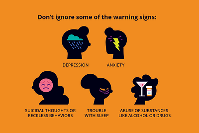 Warning Signs abuse alcohol anxiety depression emotions icon icons illustration infographic people person sadness silhouette trouble vector