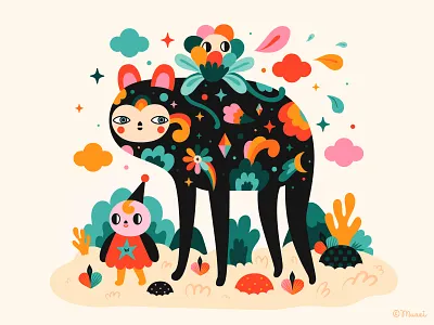 Walk with me characterdesign colorful digitalart illustration popsurrealism vector