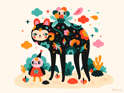 Walk with me characterdesign colorful digitalart illustration popsurrealism vector