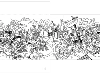 Coloring Trails Packaging Project - Crop 1 art bicycle bike bike ride bikes digital drawing illustration ink isometric line