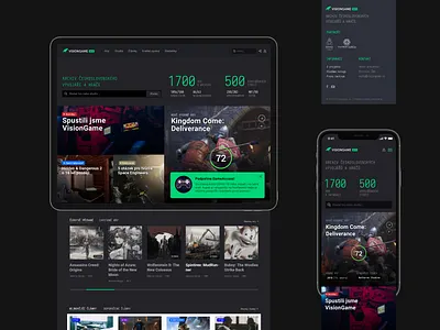 VISIONGAME Homepage app archive dark data database flat game game art games homepage index interface online project statistics ui ux web webdesign website