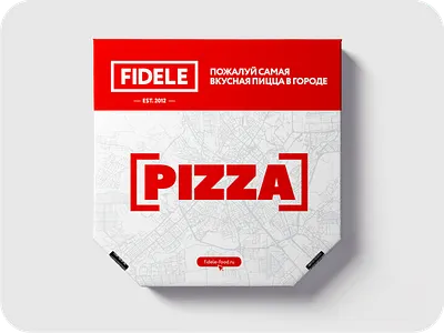 Piizza box FIDELE branding design food delivery packaging