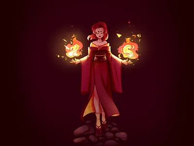 Fury anime art character character art demon digital illustration digital painting digitalart fire girl illustration kimono