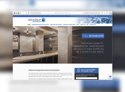 Davidson Washroom | Website Design australia australian commercial design designer designs dryers hand dryer presentation website sparkweb ui ux washing website washroom web web design website website concept website design