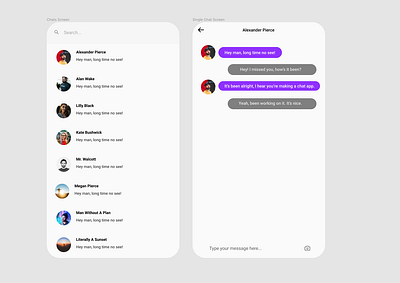 Chat Application Mockup app design ui