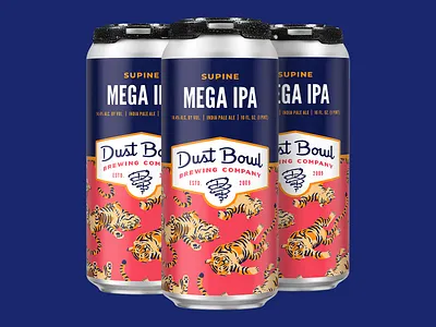 Supine Mega IPA animal beer can craft beer cute design fun illustration label packaging pattern tiger