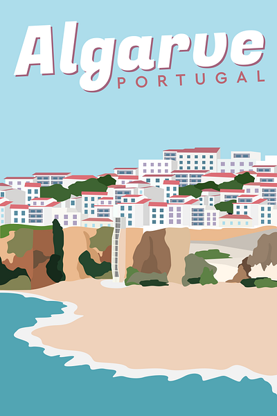 Algarve, Portugal Travel Poster design illustration typogaphy vector