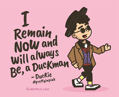 Duckie! 80scharacters 80smovies characters duckie illustration michelle lana vector illustration