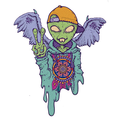 Cool Alien Angel adobe illustrator adobe photoshop alien angel artwork cool cute hippie vector wing