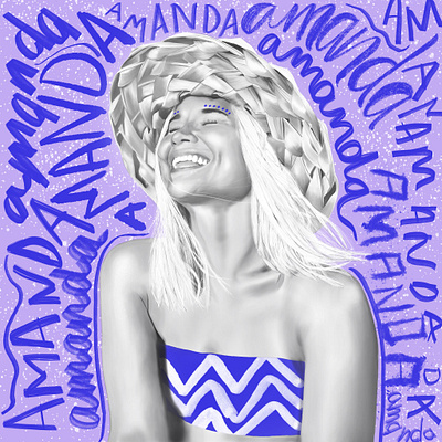 Amanda blackandwhite boho ethnic illustration lettering portrait illustration procreate surf surfer surfing sweden tribal