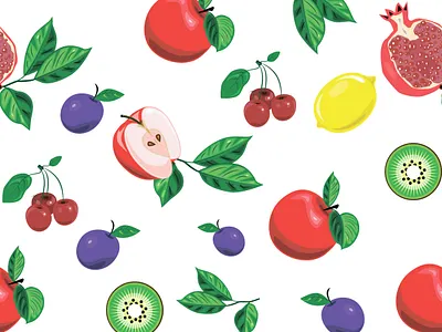 fruits apple art background berry cherry design food fresh fruit fruits garnet healthy illustration kiwi lemon natural pattern pomegranate seamless sheet