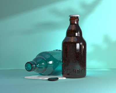 Stubby Beer Bottles 3d ale beer beerbottle blue bottle bottle cap bottles brown brownglass cinema4d edinburgh paint plants redshift scotland shadows stubby teal textures