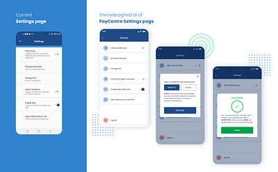 PayCentre Settings Page Redeisgned app branding corporate design design icon ui ux