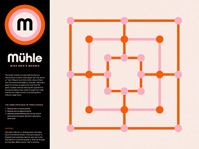 Mühle // Nine Men's Morris board game design game game design german graphic design icon illustration logo minimal minimalism modernism modernist muhle old old game packaging retro rules vintage