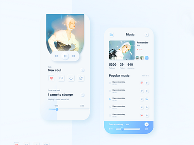 music app of soft UI style interface music softui 播放器
