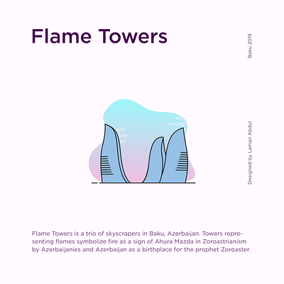 Baku City Landmarks baku city design flame font icon illustration landmarks lineart logo tower vector