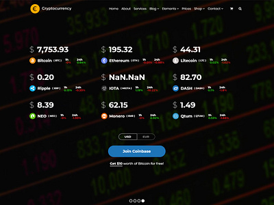 Cryptocurreny WordPress Theme Home Currency Prices agency clean coin coinbase currency currency converter currency exchange logo page builder plugins prices responsive revslider site builder slider template theme web design web development wordpress
