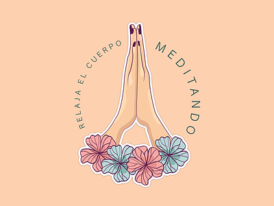 Relaja el cuerpo meditando adobe illustrator body flowerts hands illustration meditation menu mundra relax woman yoga yogi