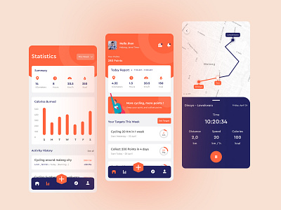Cyclapp - Cycling Tracking App android app app bike biking branding bycicle clean cycling cycling app design fitness app flat health app minimal simple track tracker tracking app ui ux