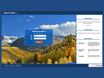Login View - Client Portal version 4.1 bazamiyat design designinspiration ui uiux user interface user interface design ux ux design uxdesign web design webapp webapp design webapplication webapps webdesign