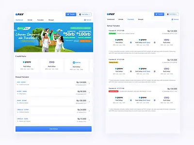 OPAY - Indonesian E-wallet Transfer (MVP) ads banner clean currency ewallet menu peer to peer simple slider startup transaction ui ux wallet web