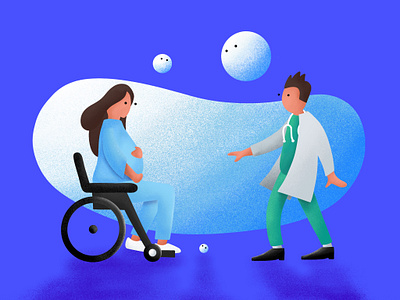 Exstrahlen. branding character design characters design doctor illustration medical minimal minimalism modern patient vector wheelchair