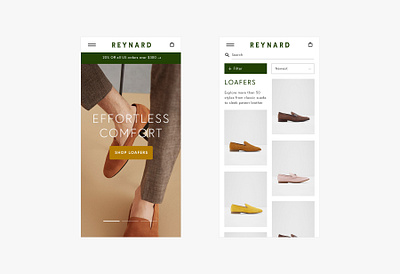 Reynard Responsive Website contemporary fashion green minimal mobile modern responsive shoes ui web design