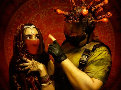 Cosplay of the Indian Policeman character design corona coronavirus cosplay stayathome