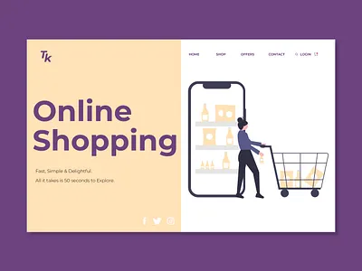 Web landing Page - Tk - Online Shopping adobe aesthetic branding creative design elegance illustrator monofont pantone rgb sanserif simplistic typography ui visual art visual design visualization web design web landing page