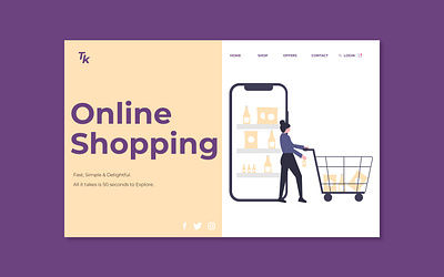 Web landing Page - Tk - Online Shopping adobe aesthetic branding creative design elegance illustrator monofont pantone rgb sanserif simplistic typography ui visual art visual design visualization web design web landing page