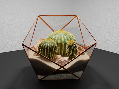 Cactus Terrarium 3d blender design digital dribbbleweeklywarmup garden graphic rendering terrarium virtual