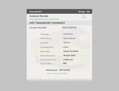 Email receipt design for a transport company branding dailyui icon illustration typography ui ux