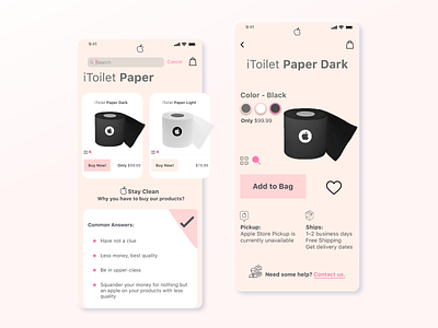 iToilet Paper App adobexd animation app apple branding danialnazemi design flat icon illustration logo minimal mobile app mobile design pink typography ui ux vector website