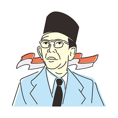 ki hajar dewantoro 1 artwork character design designs editorial illustration education flat great hero illustration indonesia indonesian ki hajar dewantara people simple vector