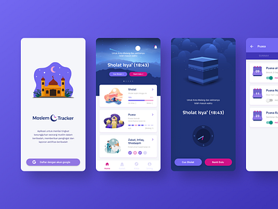 Muslim Tracker Mobile App app design flat icon illustration interaction design interface islam mobile mobile app mobile ui moslem product design ui uidesign uiux ux uxdesign vector web