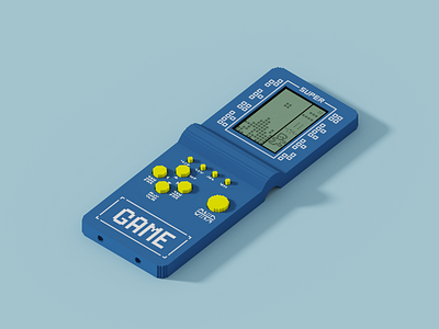 Retro handheld game 3d 3d art blue digitalart game gameplayer handheld illustration isomteric magicavoxel minimal retro tetris vintage voxel voxel art