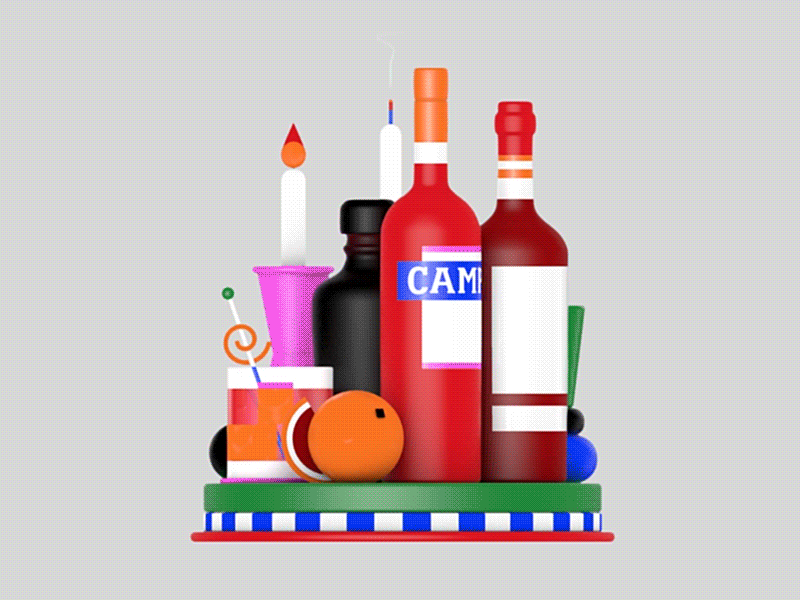 negroni setup 3d animation campari candles cocktail drink negroni