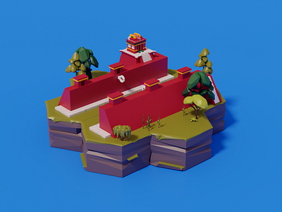 Be a Go(o)d 3d aztec blender blender3d cinema4d illustration lowpoly mayan tiles village