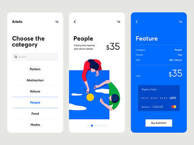 Mobile app - Arteto app application colors design e commerce illustration mobile mobile design mobile ui product ui ux