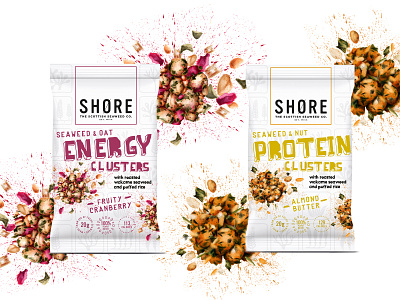 Seaweed Clusters range food illustration packaging design food illustration healthy eating lifestyle packaging packaging illustration snacks watercolour illustration