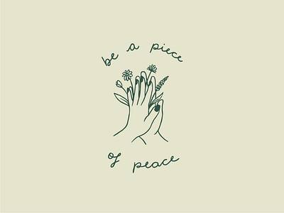 Be a piece of peace flowers garden hand drawn hands illustration lettering line art peace procreate t shirt design