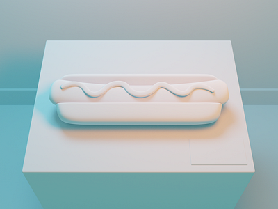 Haute Dog: Model Detail art b3d blender buns clay render fine art fineart food frankfurter hot dog hotdog illustration lighting modeling museum mustard sausage white