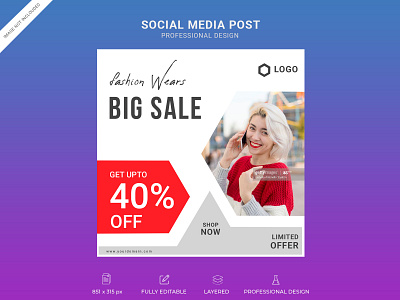 Fashion wear Social Media Post/ Banner Design PSD Template adsense banner ads banner design banners facebook ads instagram post product design product discount socialmedia timeline cover web banner ad web banner design web banners website banner woocommerce